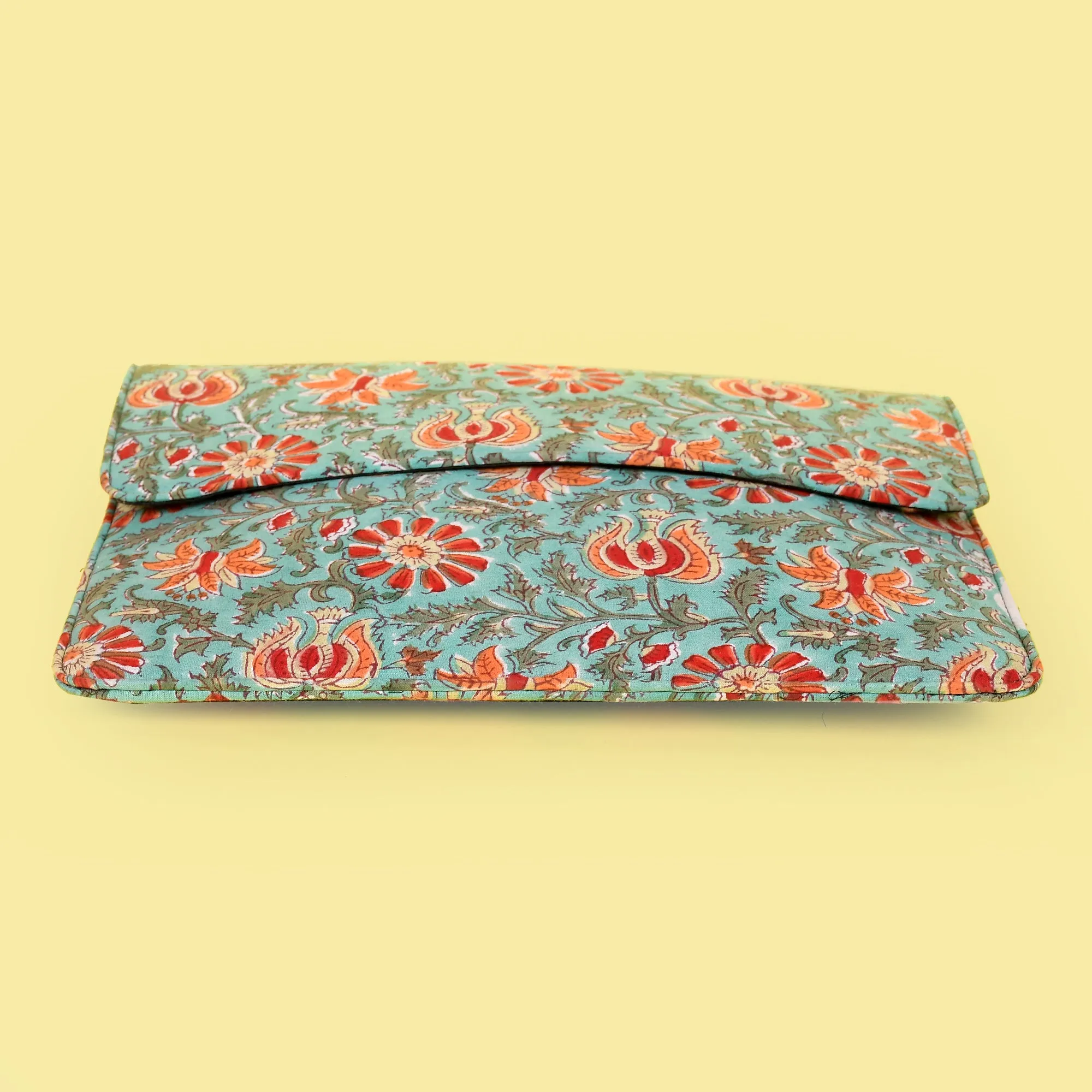 TIFFANY BLUE HAND BLOCK PRINTED LAPTOP SLEEVE