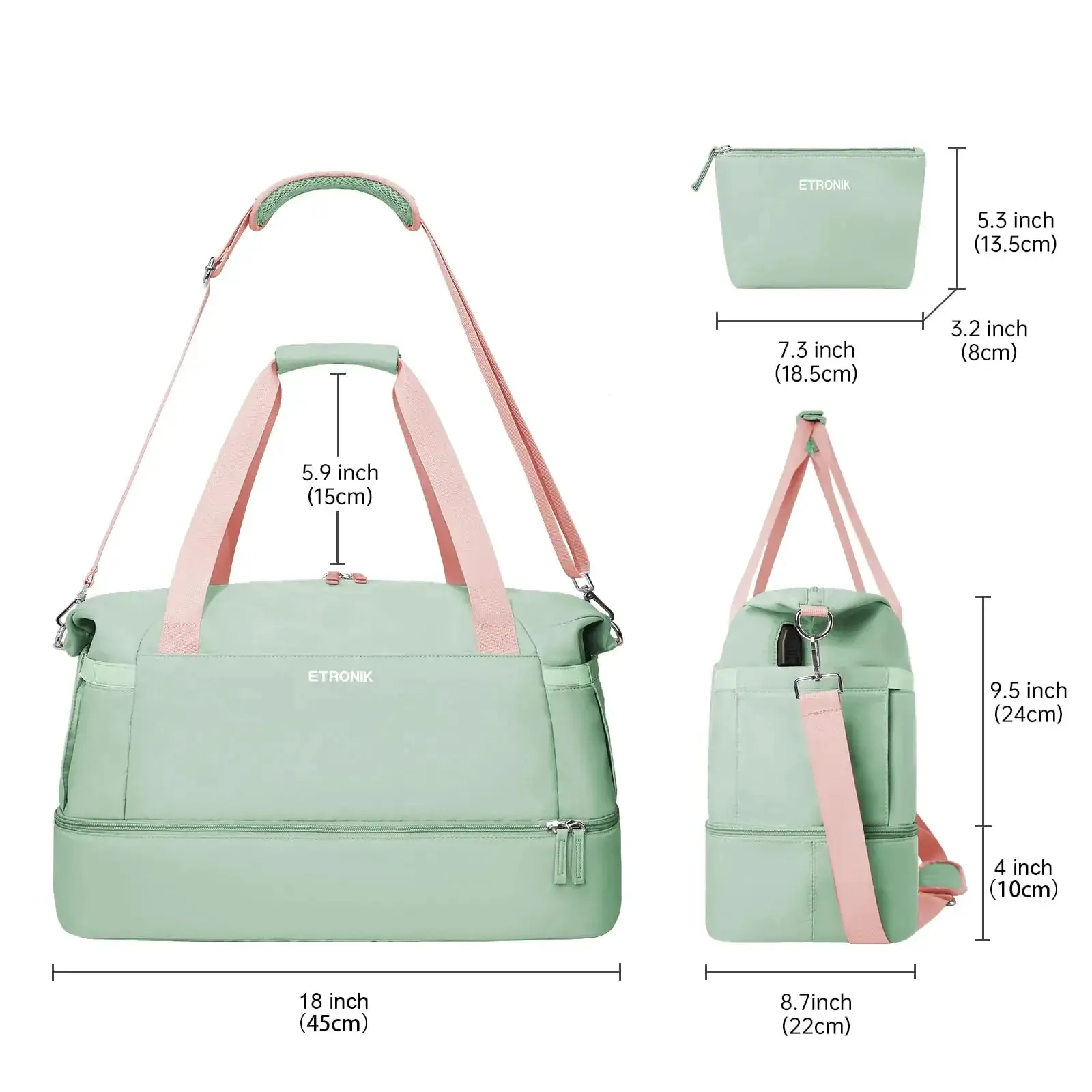 Travel Duffel with USB Port & Shoe Area