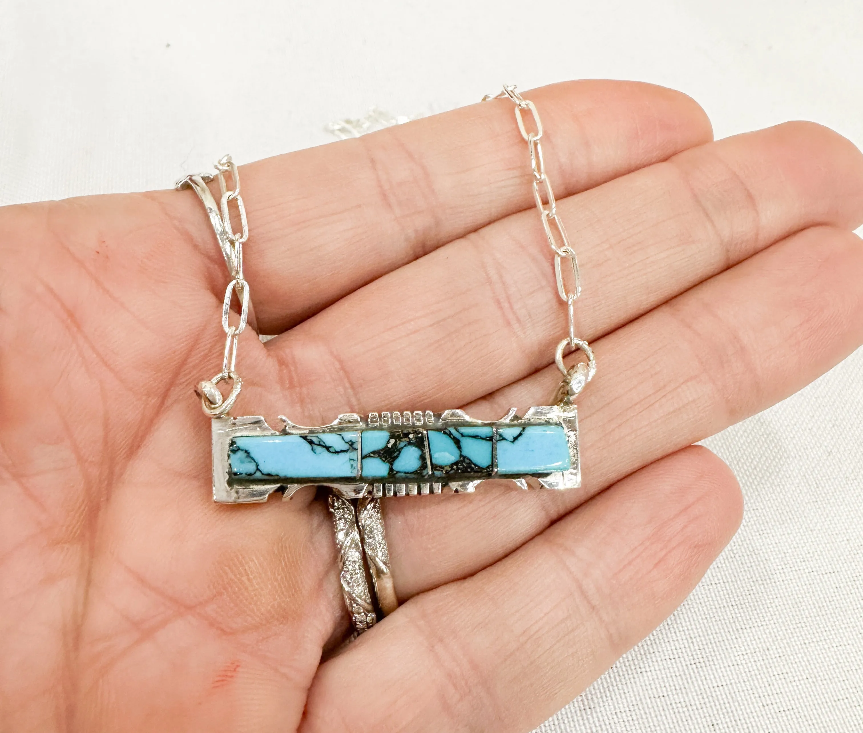 Turquoise Fancy Bar Necklace