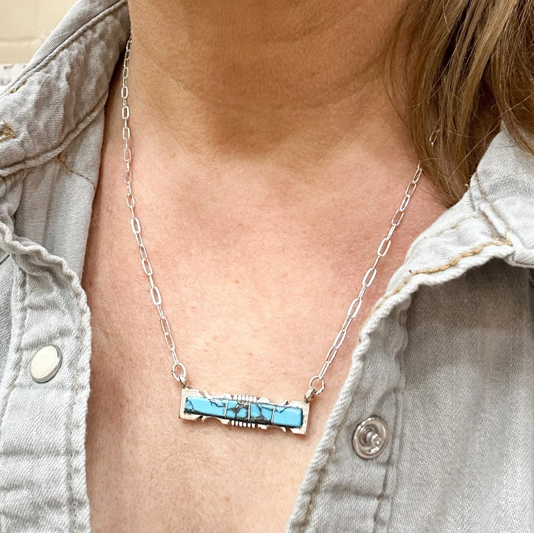 Turquoise Fancy Bar Necklace