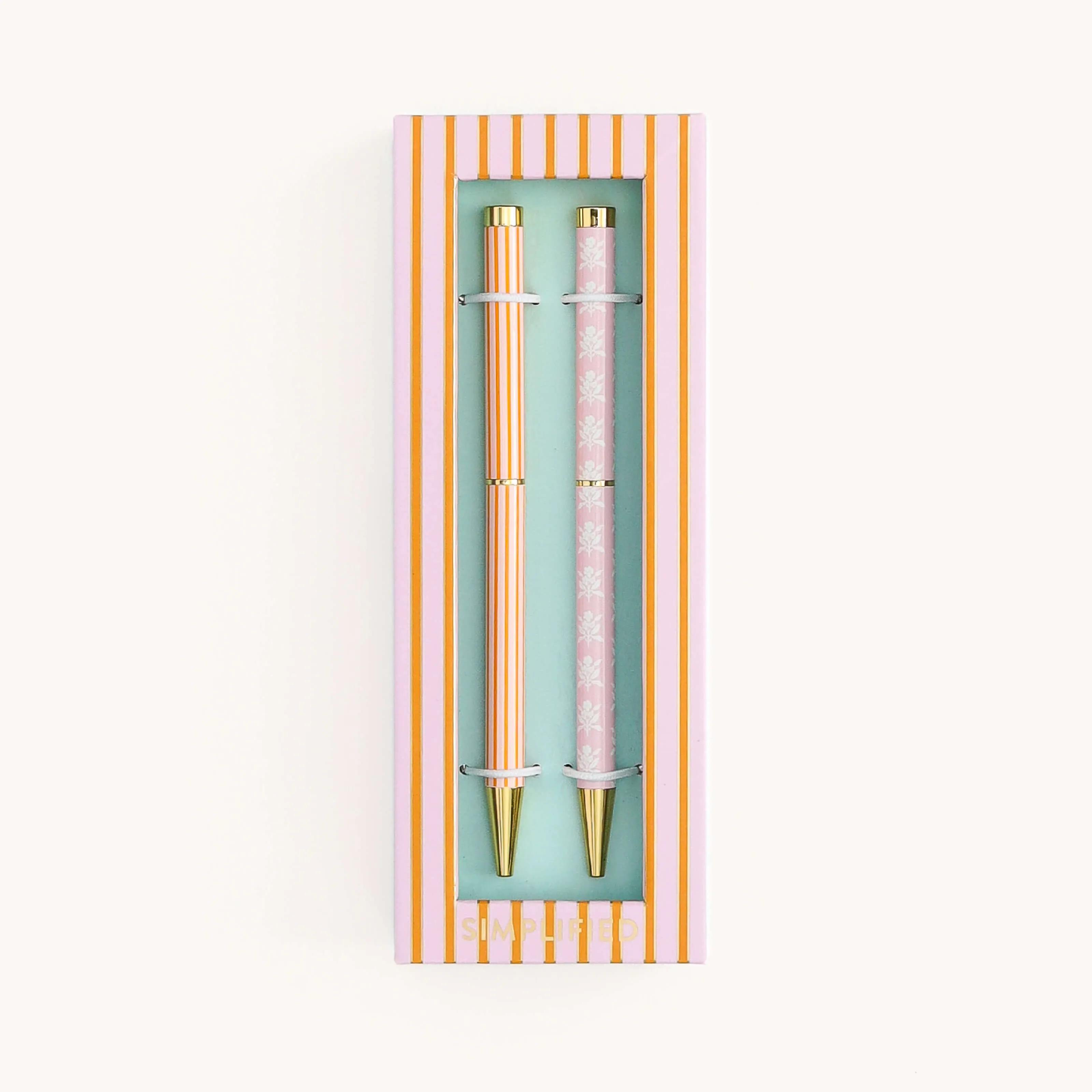 Twist Pen Set - Cabana Stripe & Blush Block