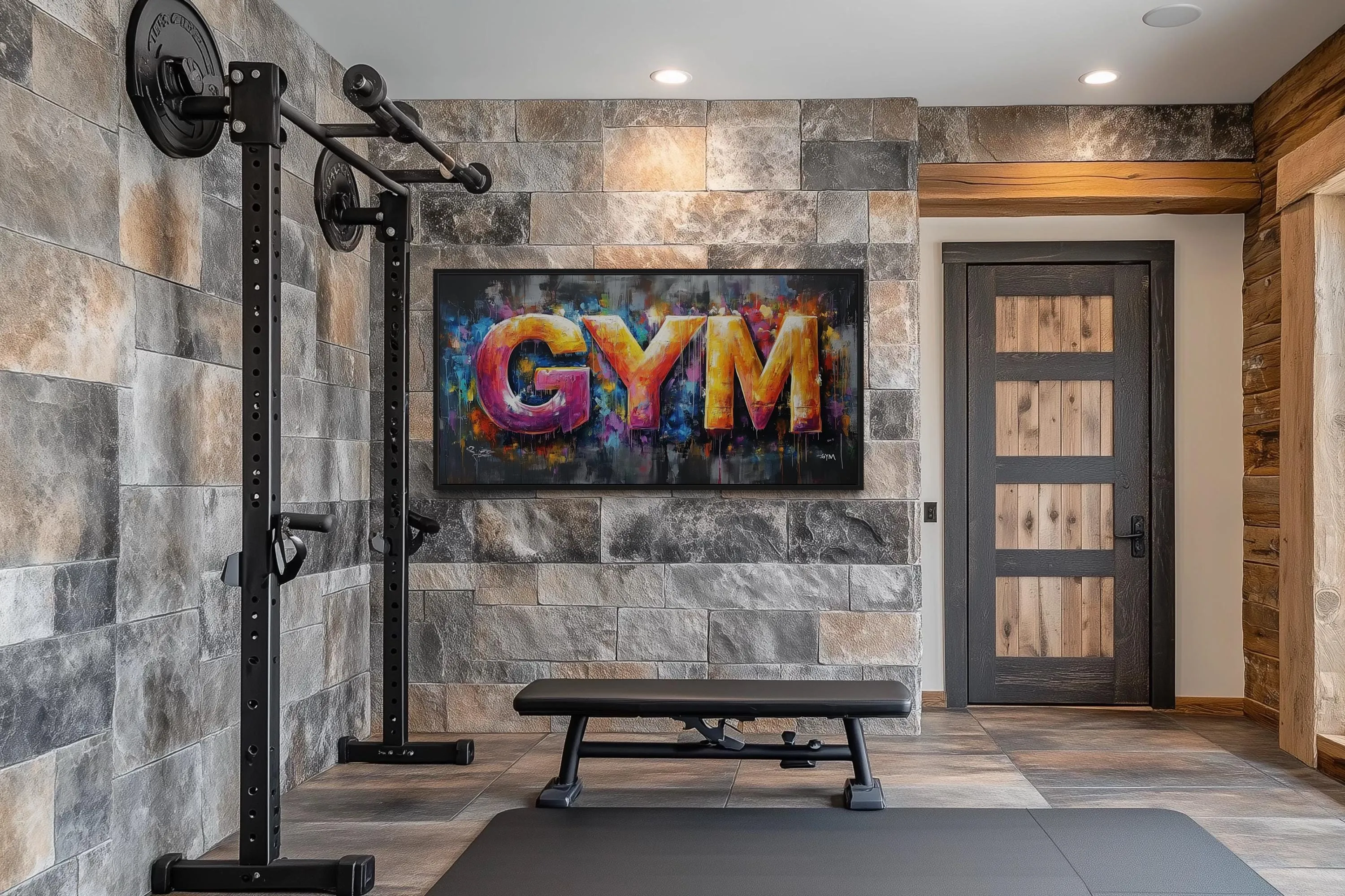 Typography Graffiti Painting Of the Word Gym Motivational Gym Wall Art