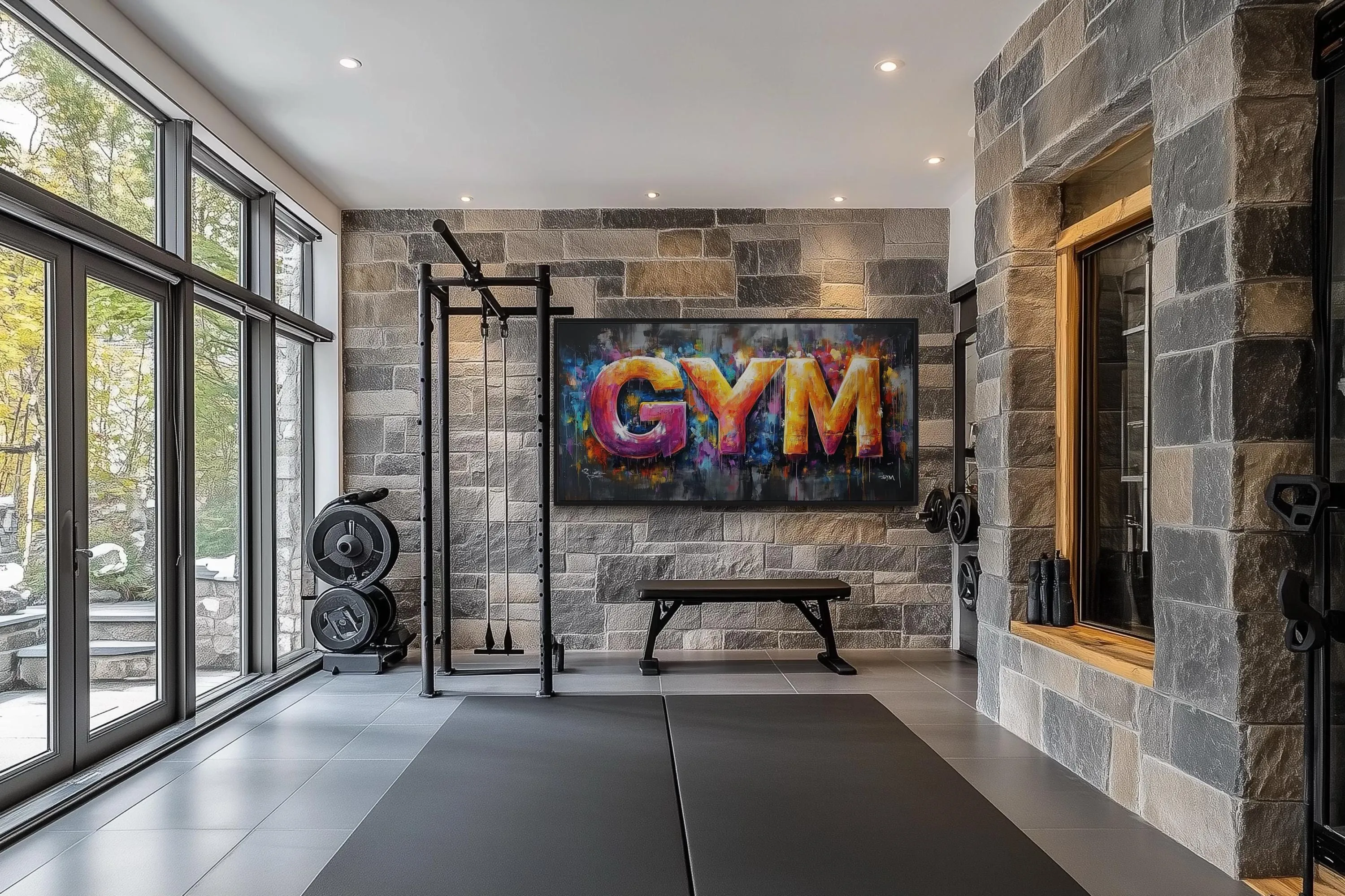 Typography Graffiti Painting Of the Word Gym Motivational Gym Wall Art
