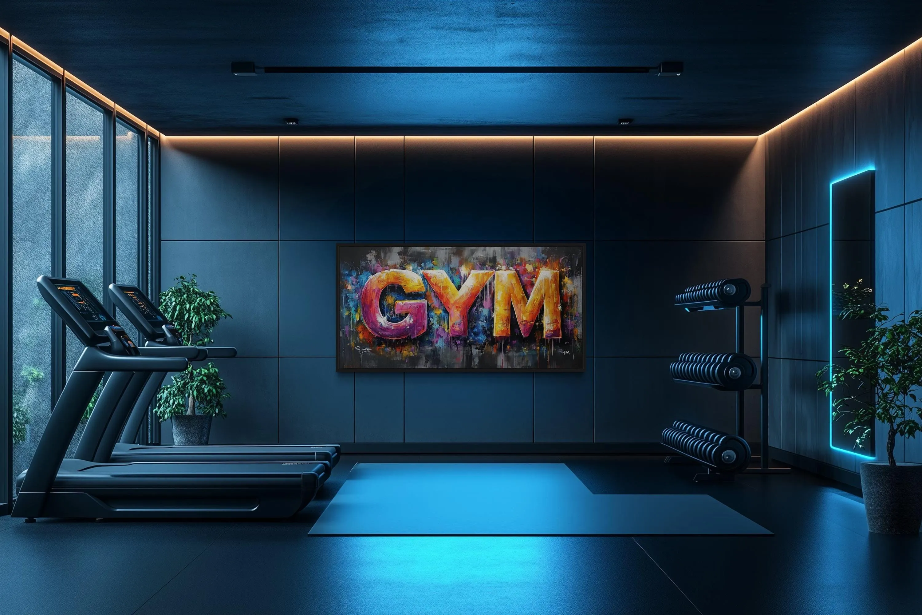 Typography Graffiti Painting Of the Word Gym Motivational Gym Wall Art