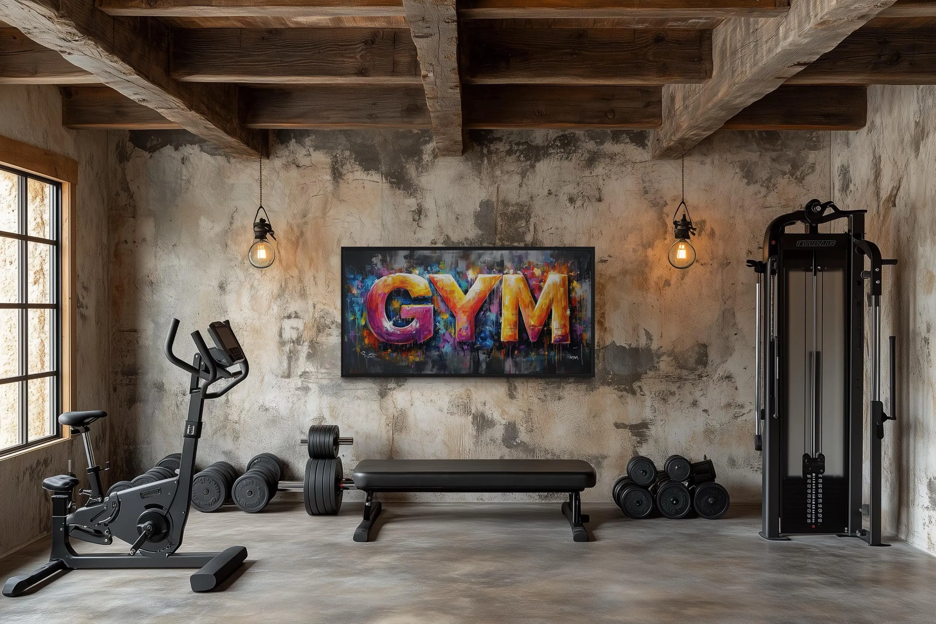 Typography Graffiti Painting Of the Word Gym Motivational Gym Wall Art
