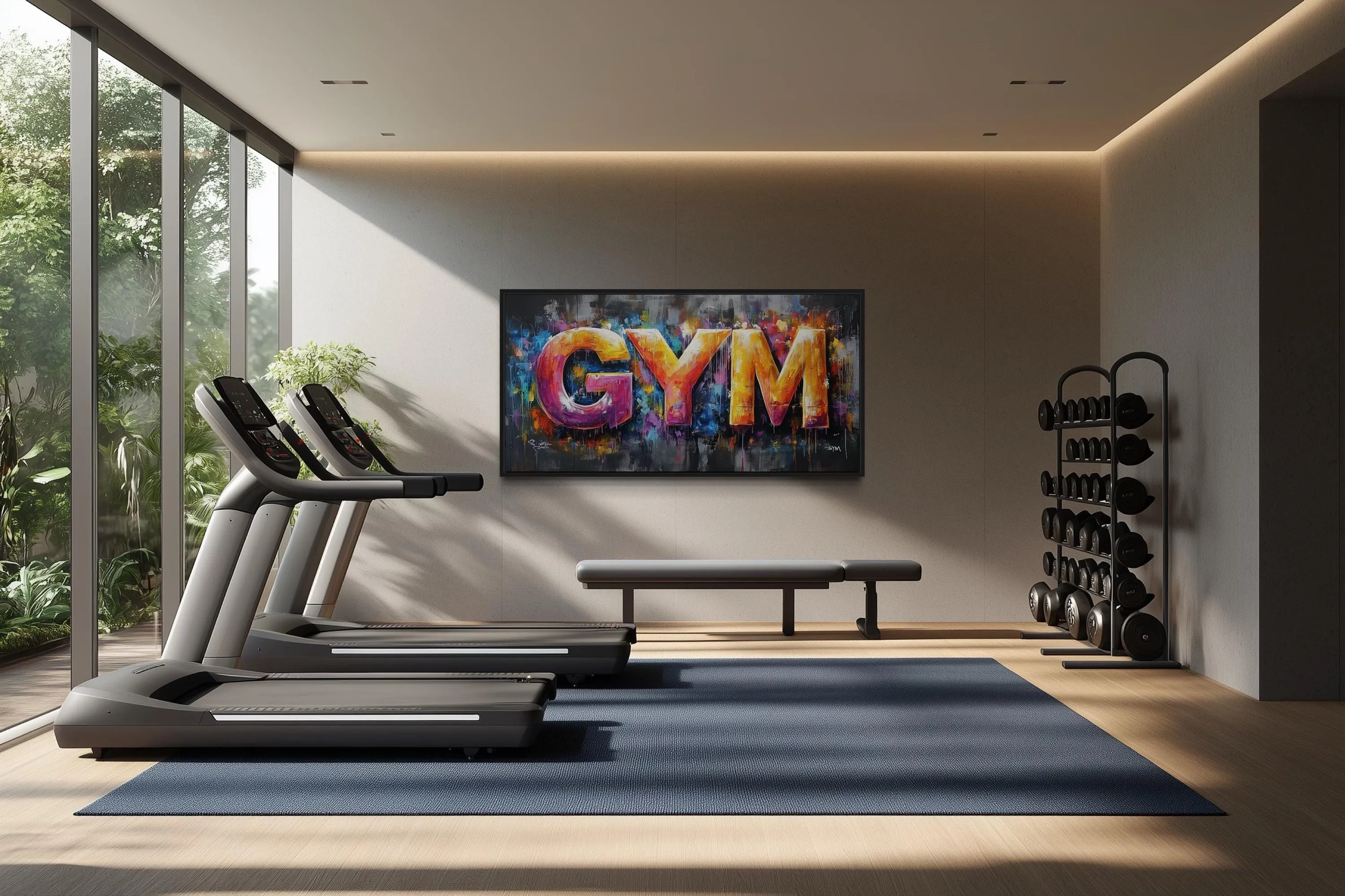 Typography Graffiti Painting Of the Word Gym Motivational Gym Wall Art