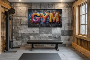 Typography Graffiti Painting Of the Word Gym Motivational Gym Wall Art