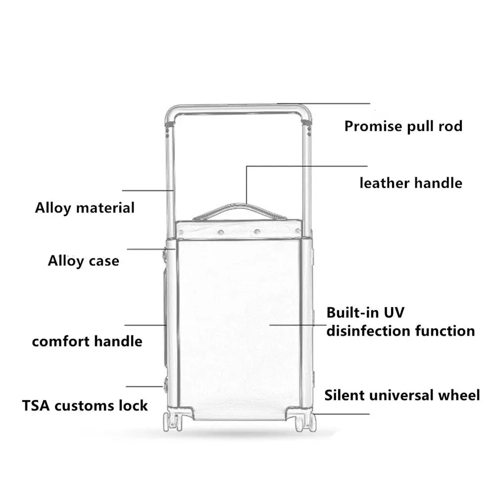 Upright UV Blocking Carry-On Spinner Case Travel Box, Silver, 20 inches
