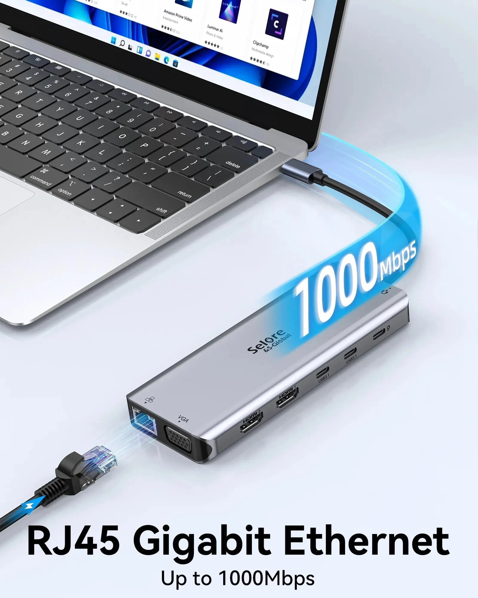 USB C Docking Station for Laptop Dual Monitors, Upgrade14 in 1 Triple Monitor Docking Station Display USB C Hub Dual HDMI Adapter Dongle Triple 4K Docking Station for Dell/Hp/Surface/Macbook