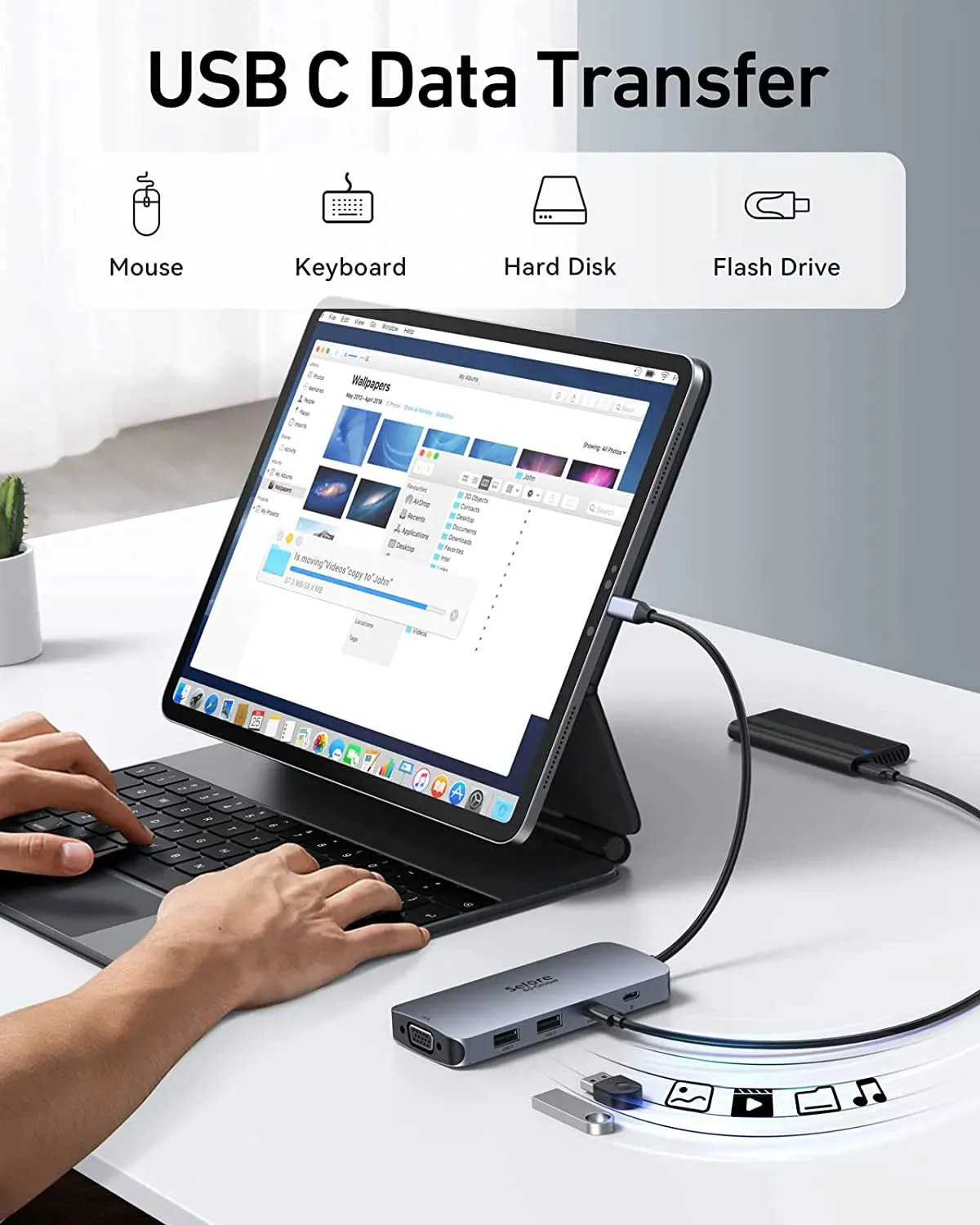 USB-C Dual Monitor Laptop Docking Station with Multiport USB-C Hub