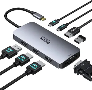 USB-C Dual Monitor Laptop Docking Station with Multiport USB-C Hub