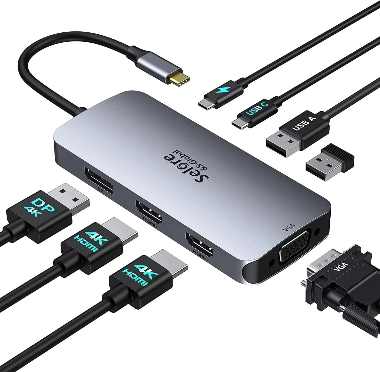 USB-C Dual Monitor Laptop Docking Station with Multiport USB-C Hub