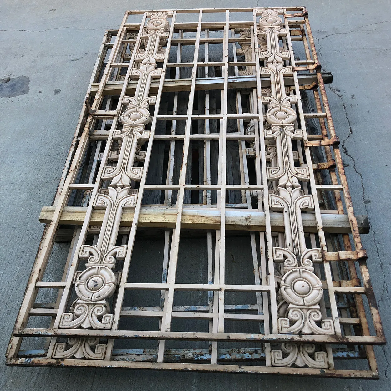 Vintage American Art Deco Painted Cast Iron Fitzsimons Hospital Window Grille