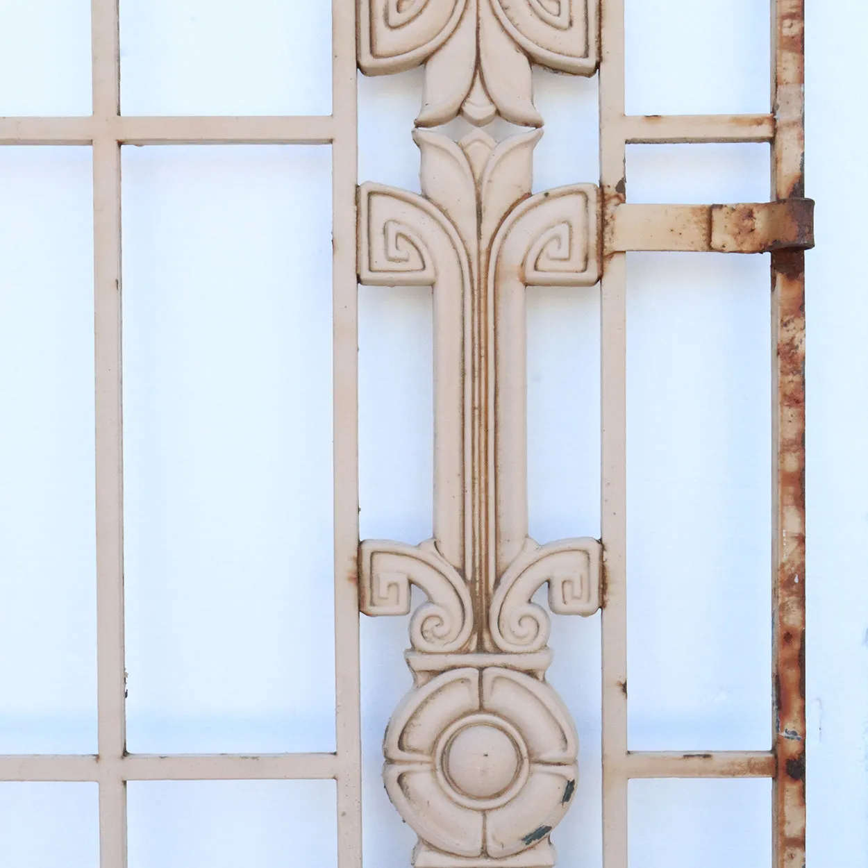 Vintage American Art Deco Painted Cast Iron Fitzsimons Hospital Window Grille