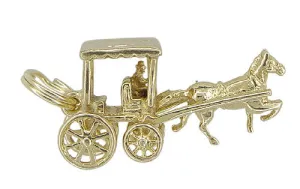 Vintage Bermuda Horse Drawn Carriage Movable Charm in 9 Karat Yellow Gold