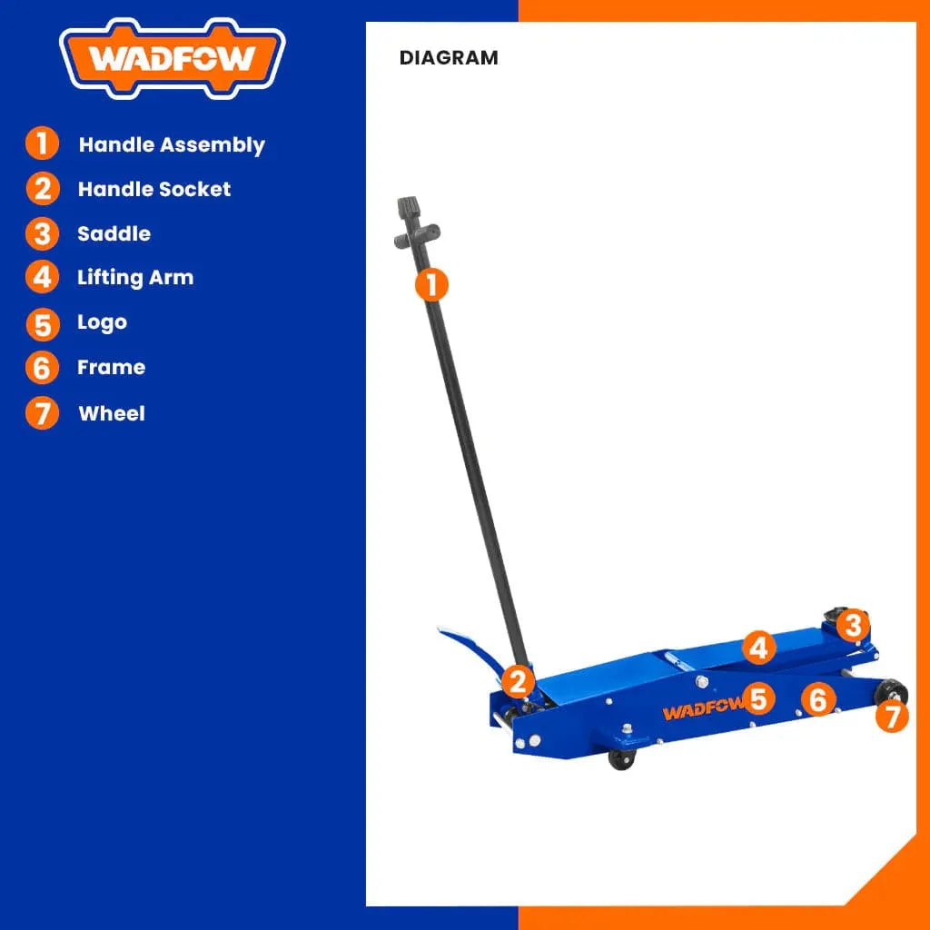 Wadfow Hydraulic Long Floor Jack - WHJ1A02 & WHJ1A03