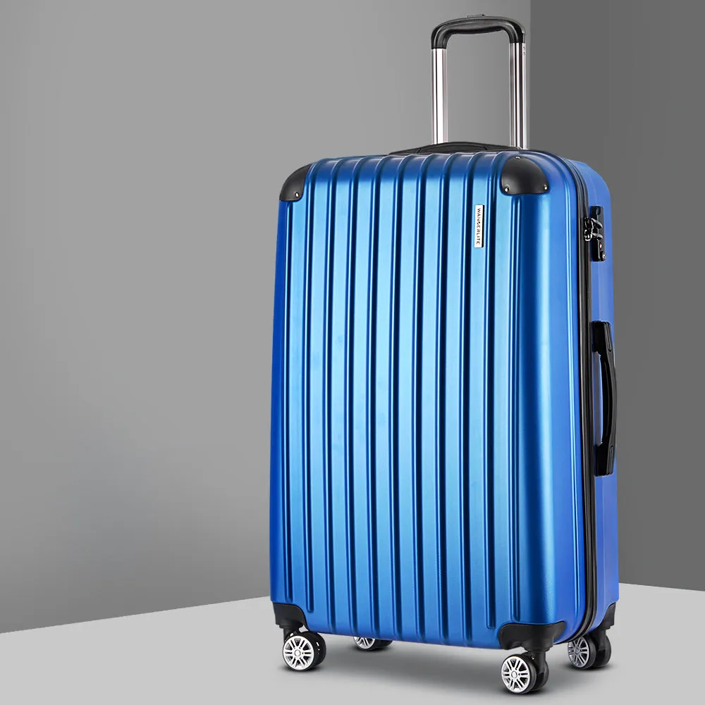 Wanderlite 28 Luggage Trolley Travel Suitcase Set TSA Lock Hard Case Shell Blue"