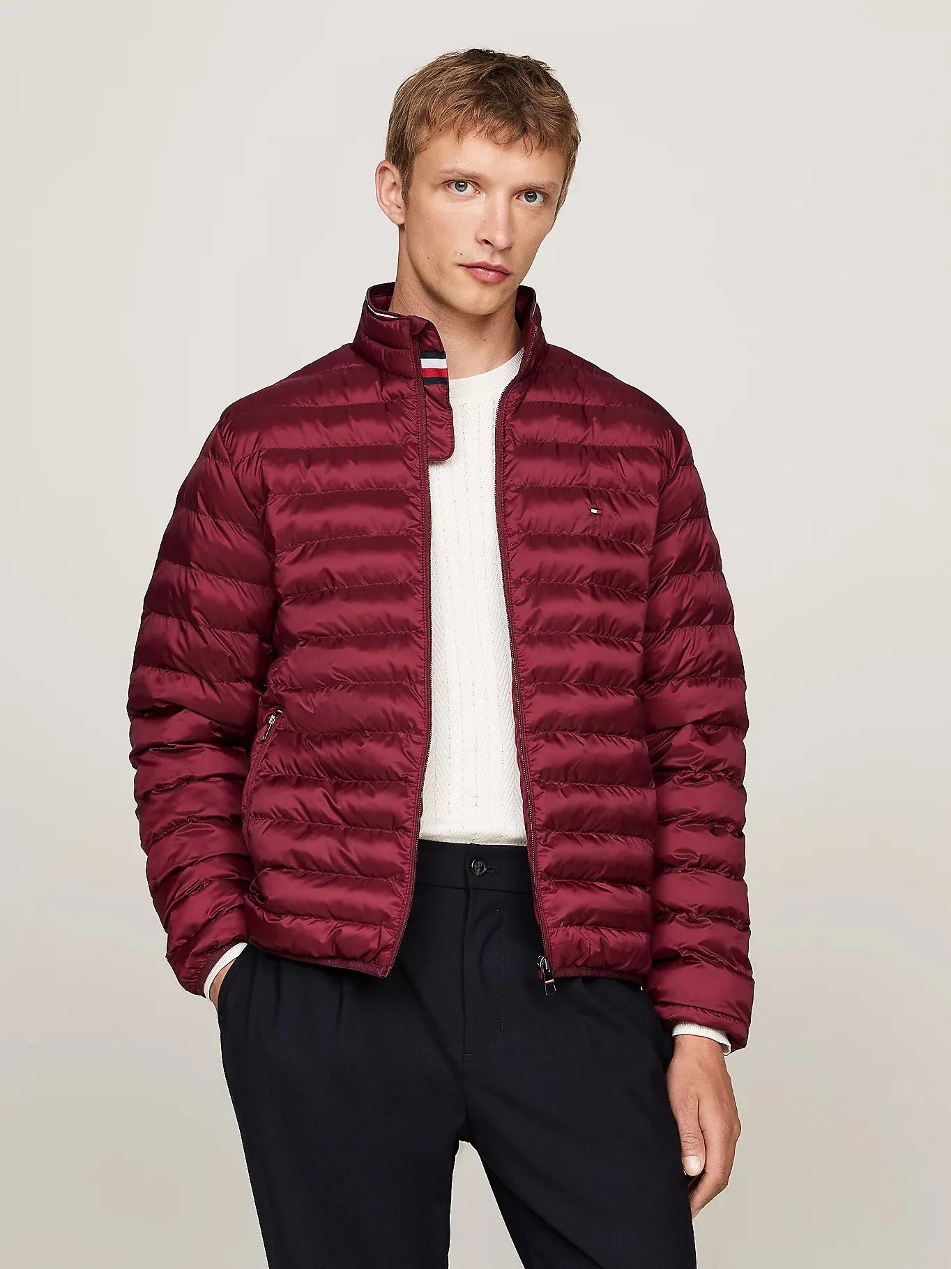 Water Repellent Packable Padded Jacket in Rouge