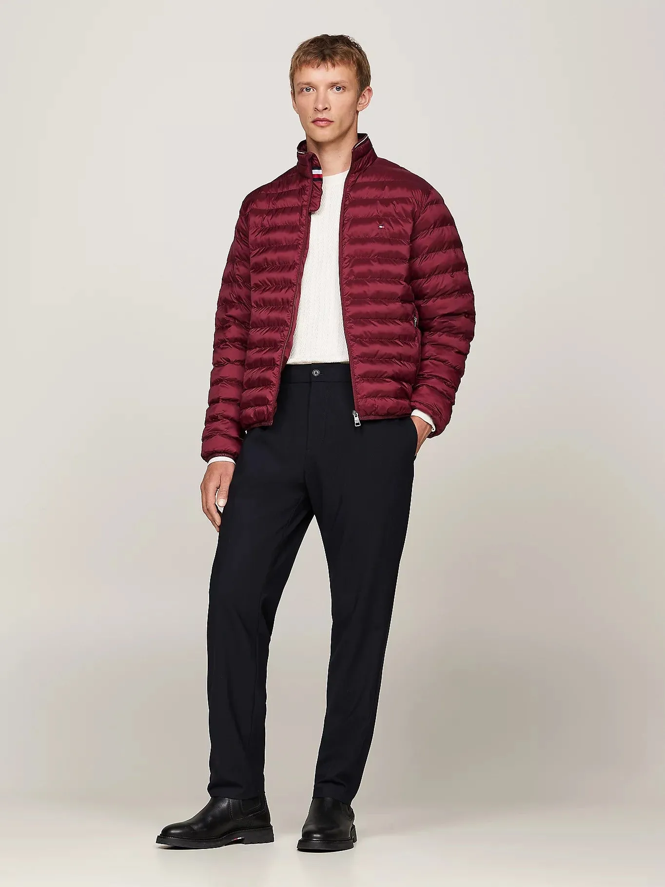 Water Repellent Packable Padded Jacket in Rouge