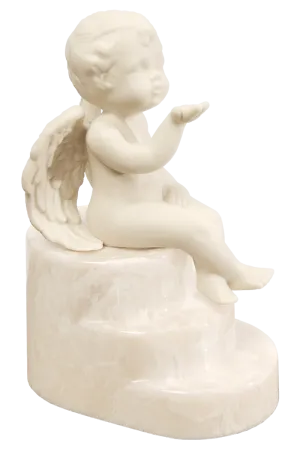 White Cultured Marble Cherub Infant Urn - IUCHERUB-White