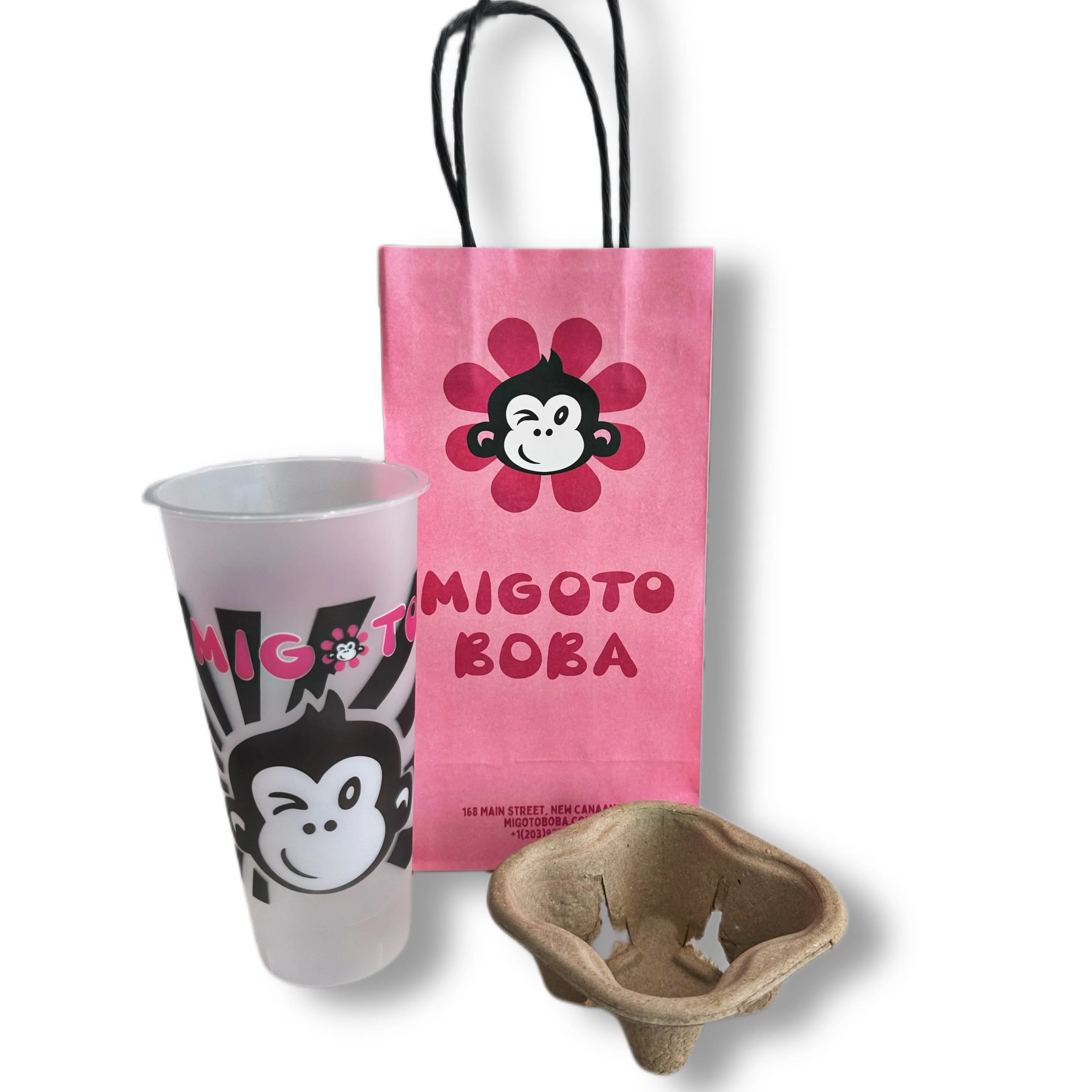 White Kraft Paper To Go Bags | Matching Drink Holders | Fully Customizable