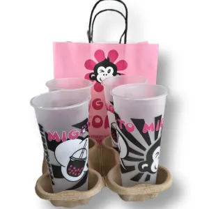 White Kraft Paper To Go Bags | Matching Drink Holders | Fully Customizable