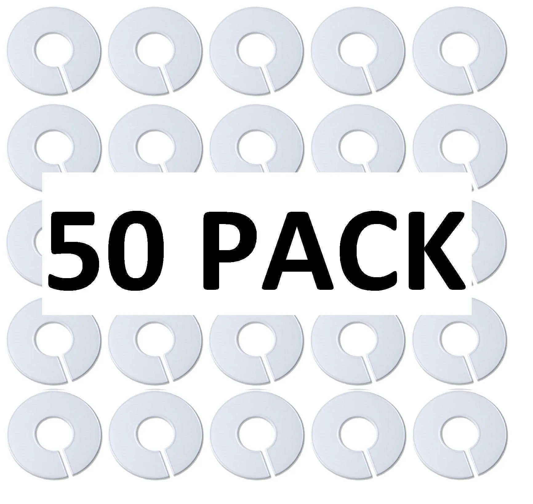 White Round Plastic Blank Rack Size Dividers for Round and Square Rods - Multi-Pack