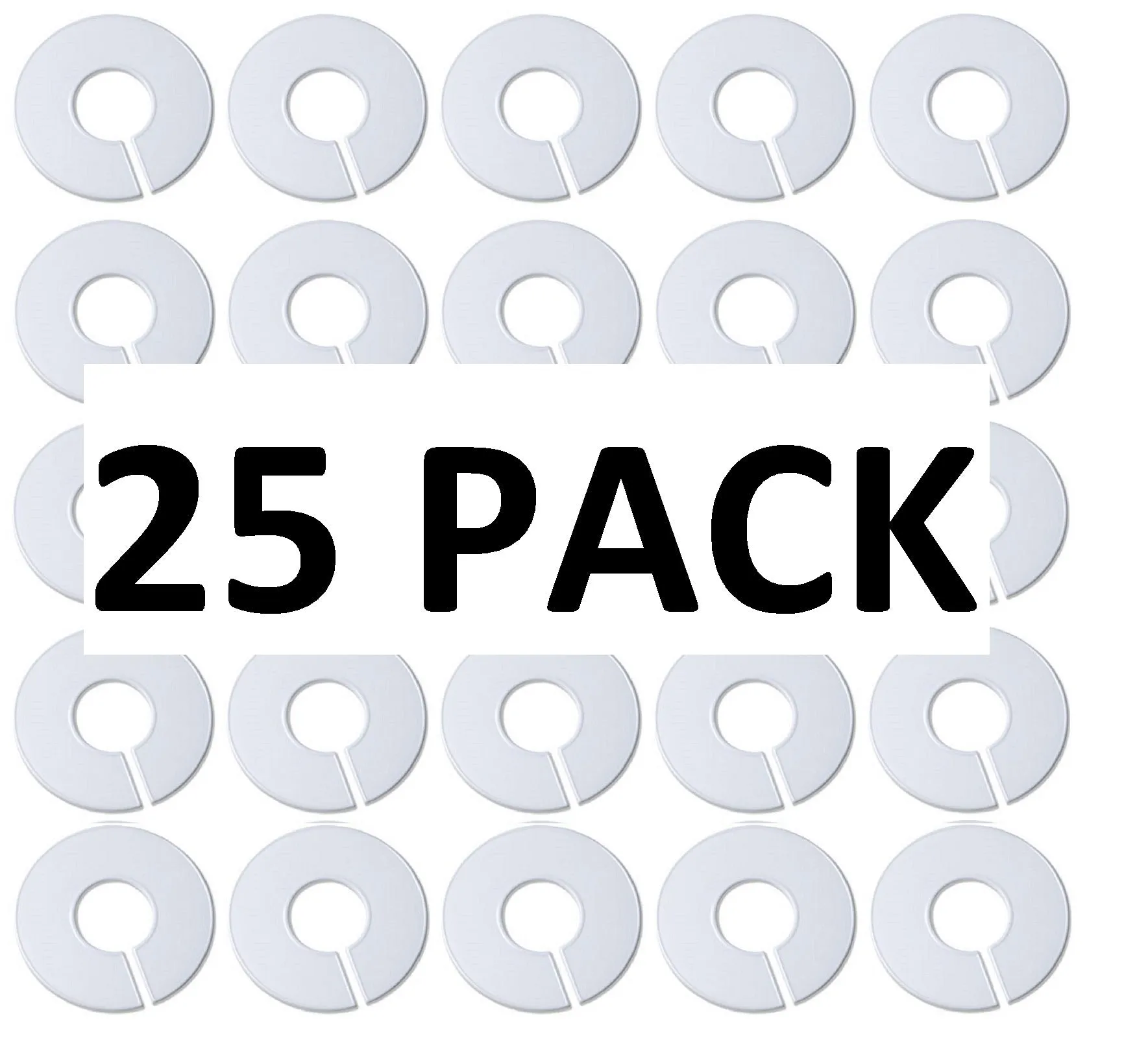 White Round Plastic Blank Rack Size Dividers for Round and Square Rods - Multi-Pack