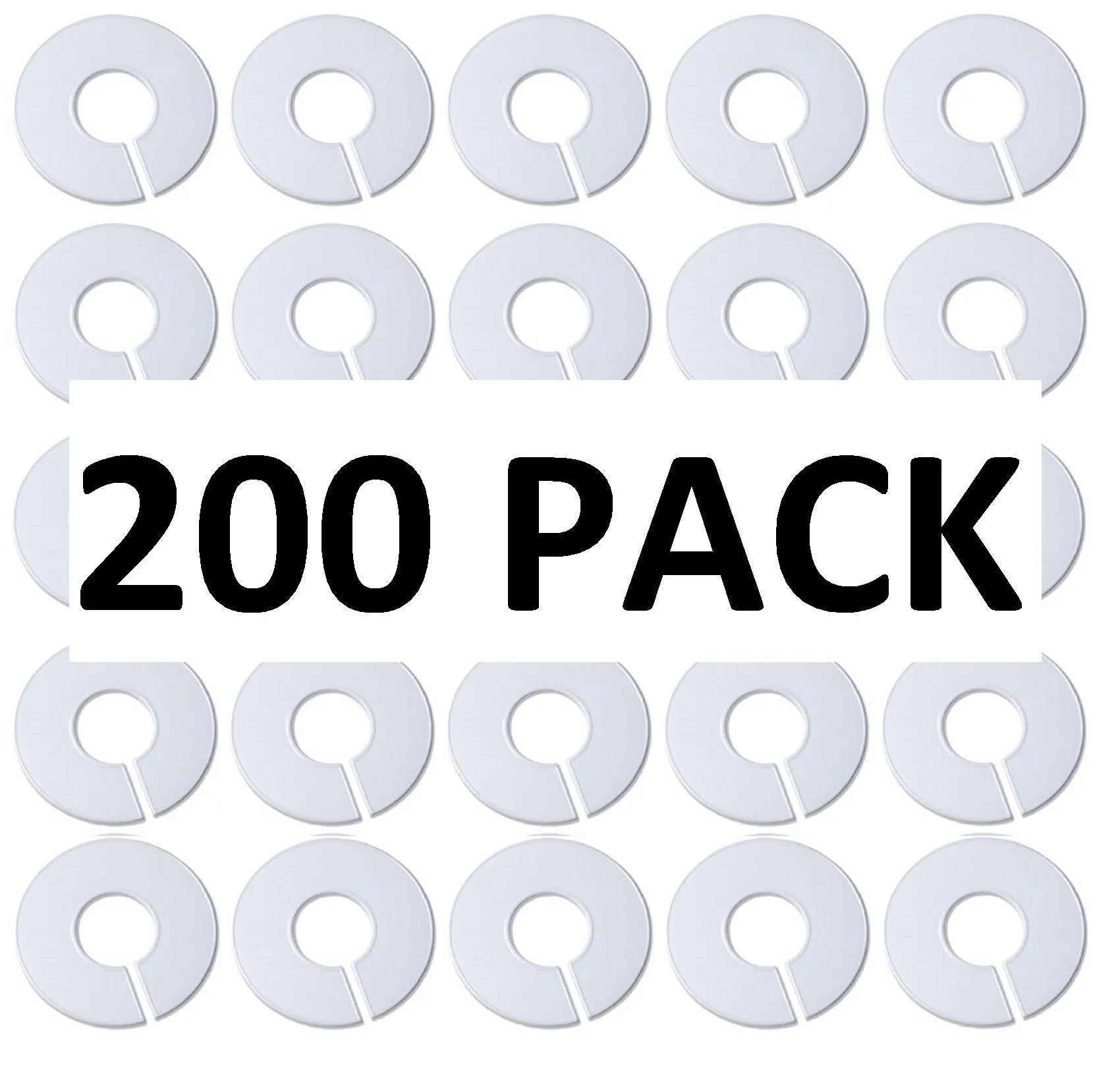 White Round Plastic Blank Rack Size Dividers for Round and Square Rods - Multi-Pack
