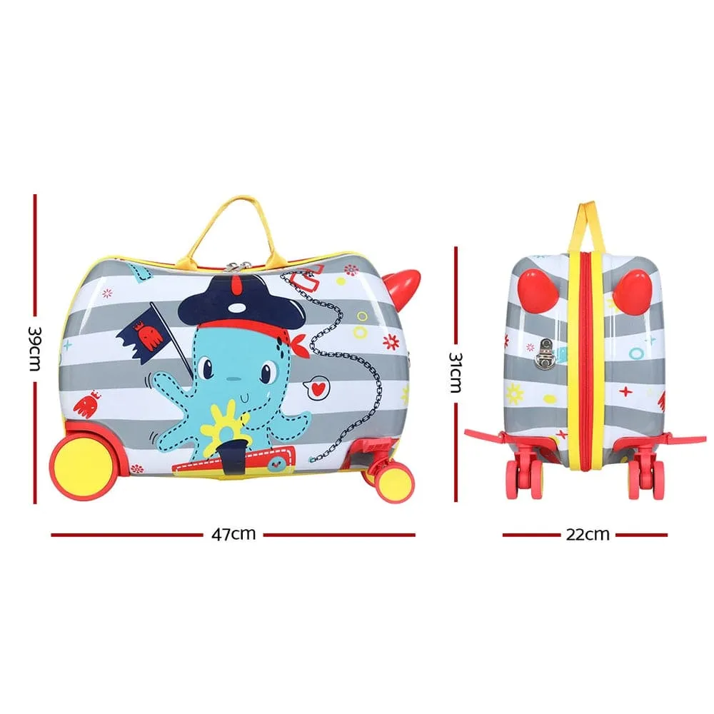 WL 17" Kids Ride On Luggage Children Suitcase Trolley Travel Octopus - ONLINE ONLY