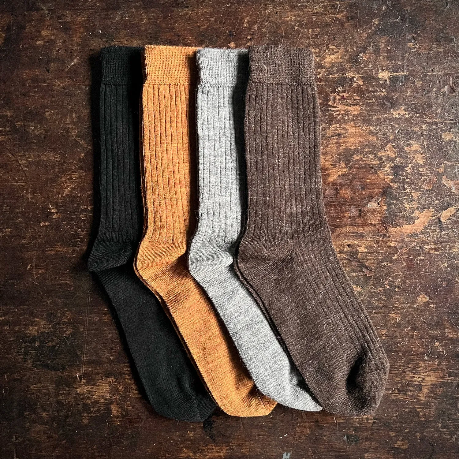 Womens Alpaca/Merino Wool Rib Socks - Many Colours