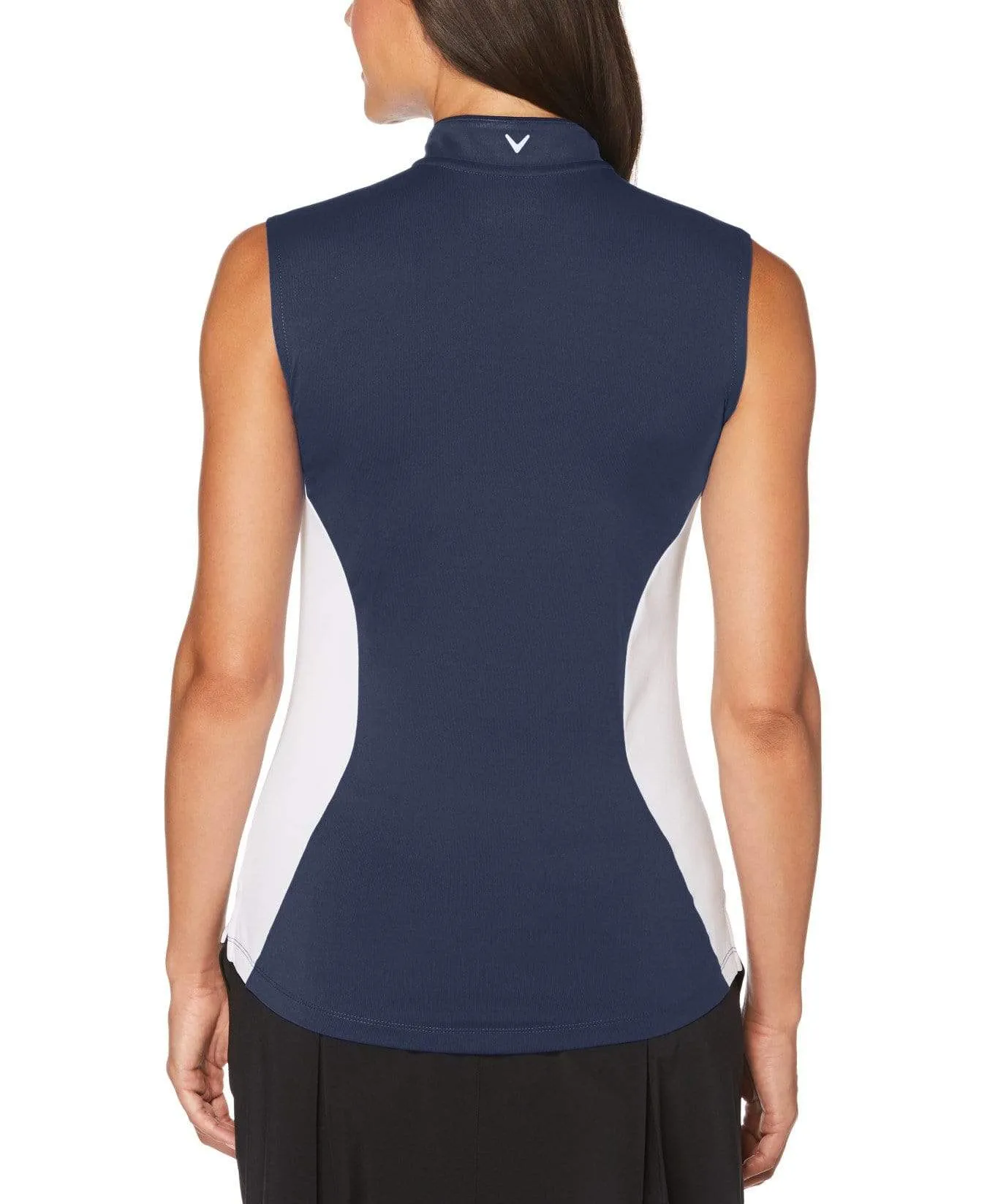 Womens Ventilated Color Block Mock Polo