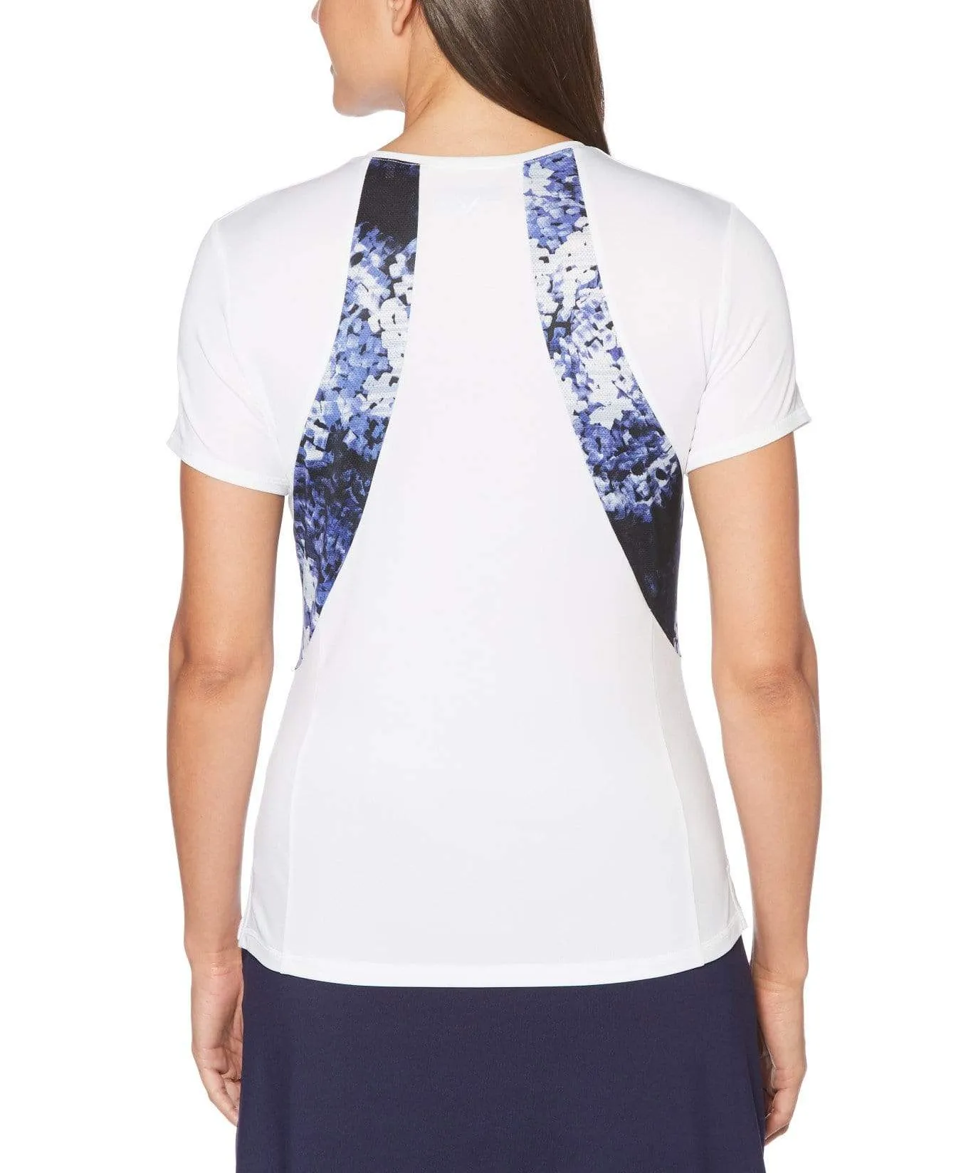 Womens Ventilated Print Mesh Panels Mock Polo