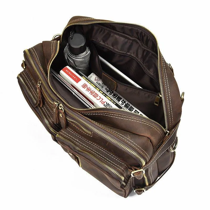Woosir Vintage Genuine Leather Briefcase Backpack 14"