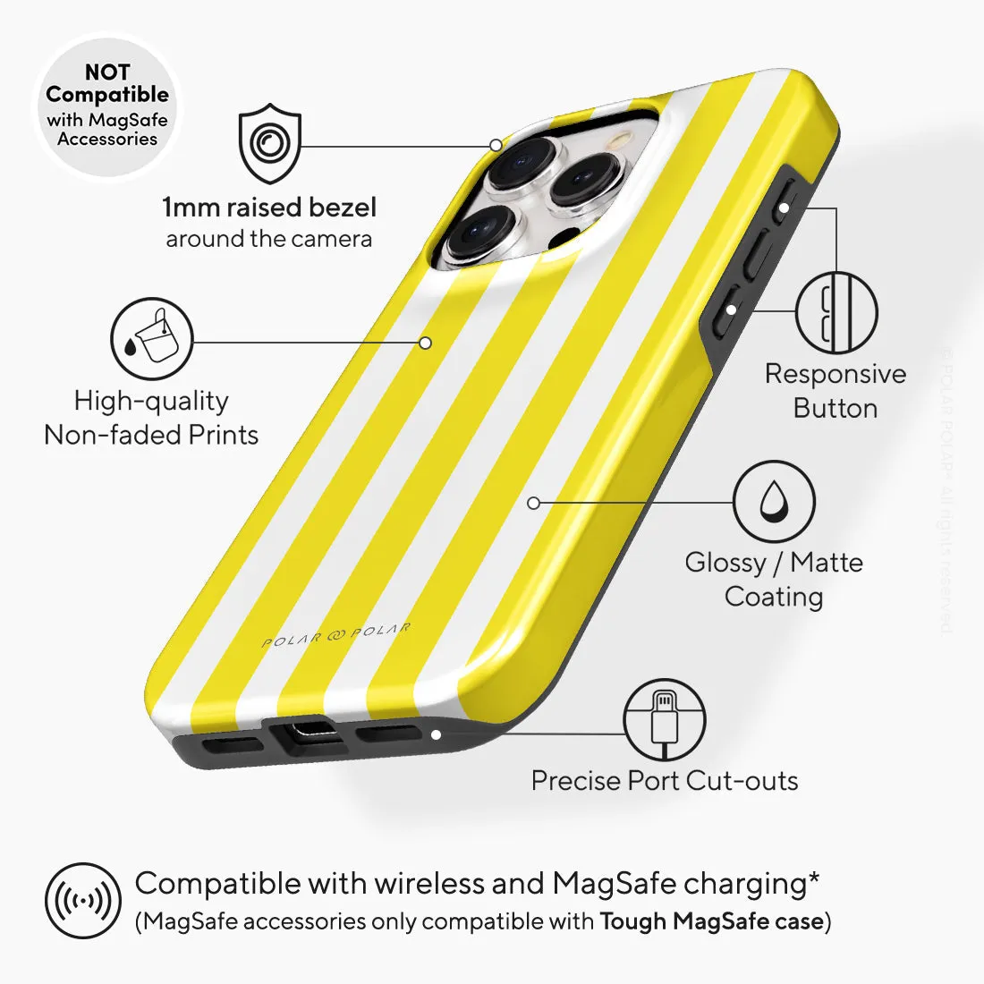 Yellow Stripe Custom - iPhone 15 Pro Case