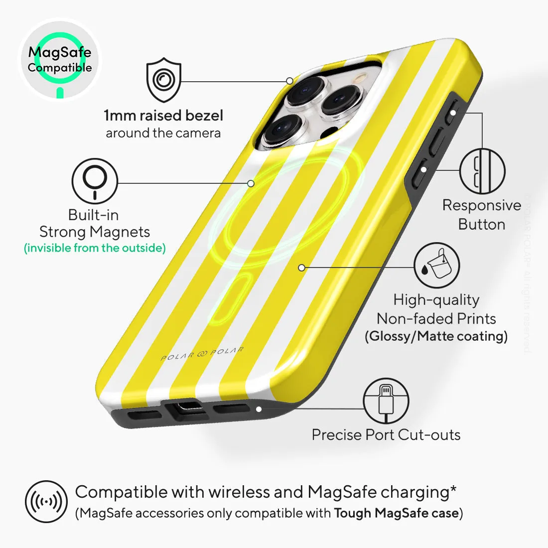 Yellow Stripe Custom - iPhone 15 Pro Case