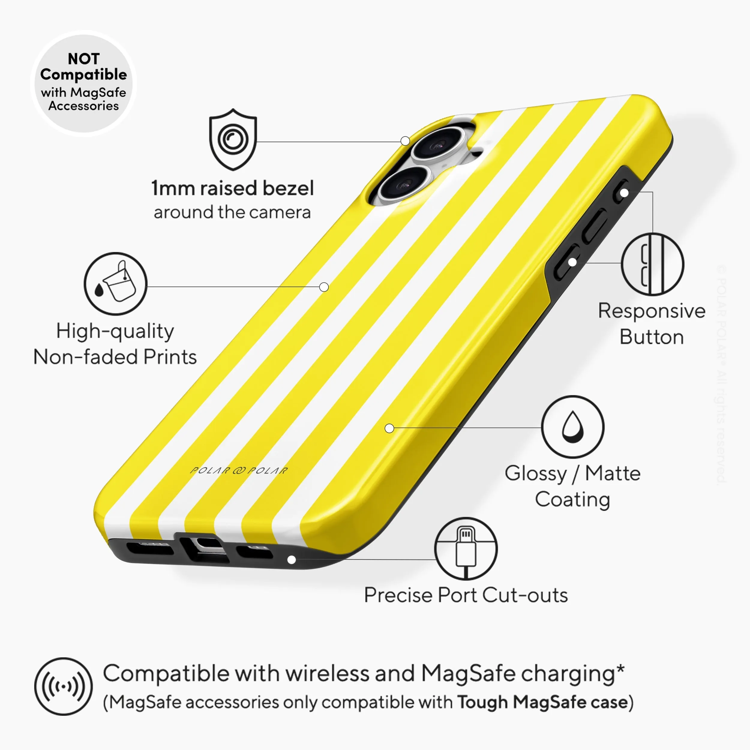 Yellow Stripe - iPhone 16 Plus Case