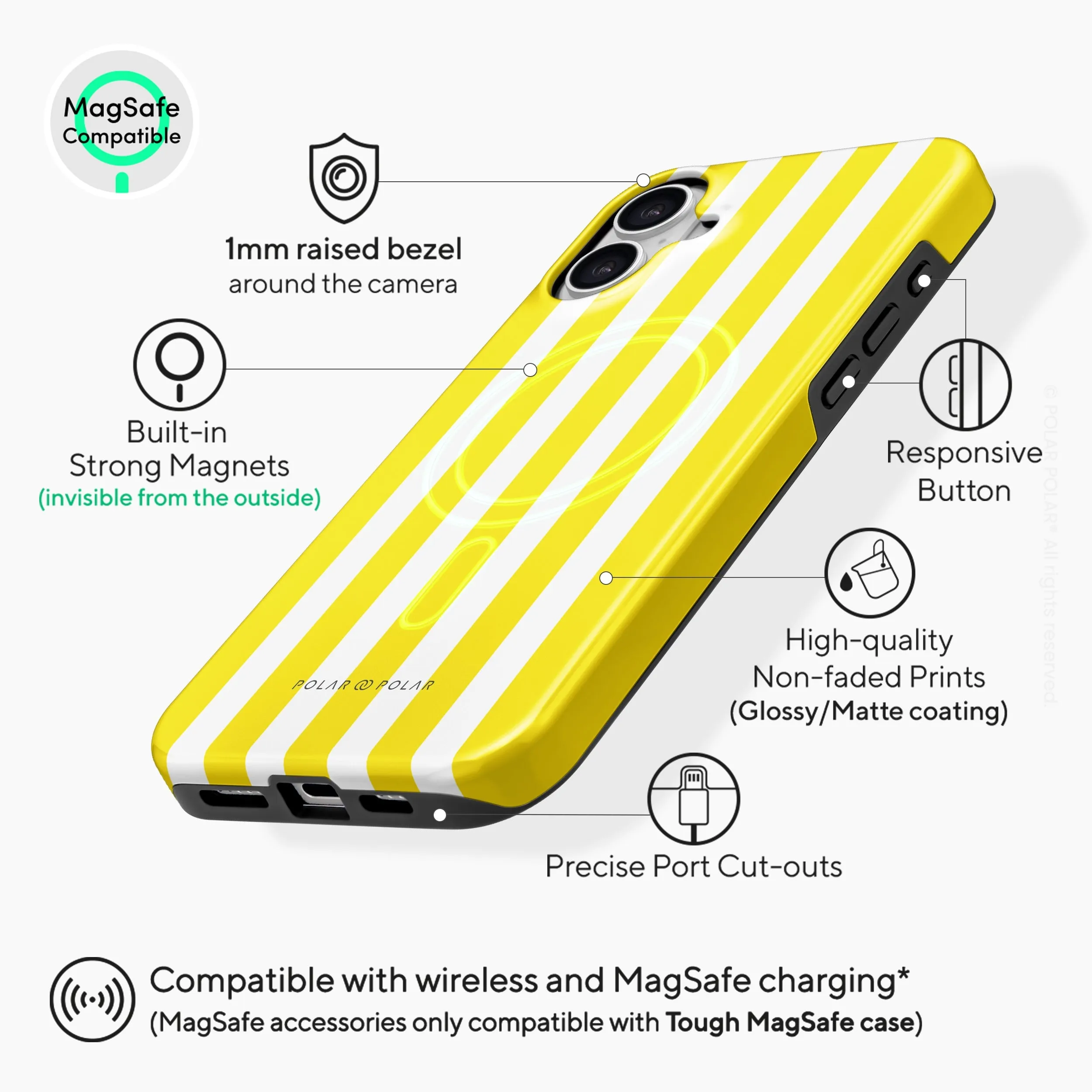 Yellow Stripe - iPhone 16 Plus Case