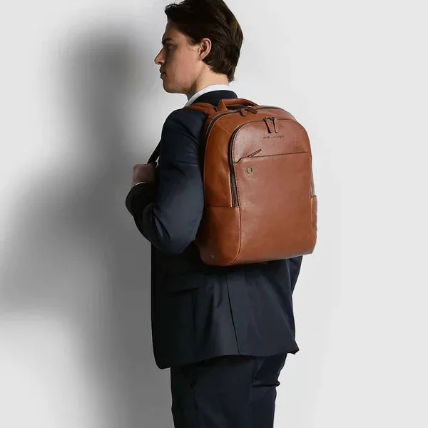 Zaino Piccolo Piquadro in Pelle Porta PC 14'' Black Square Nero
