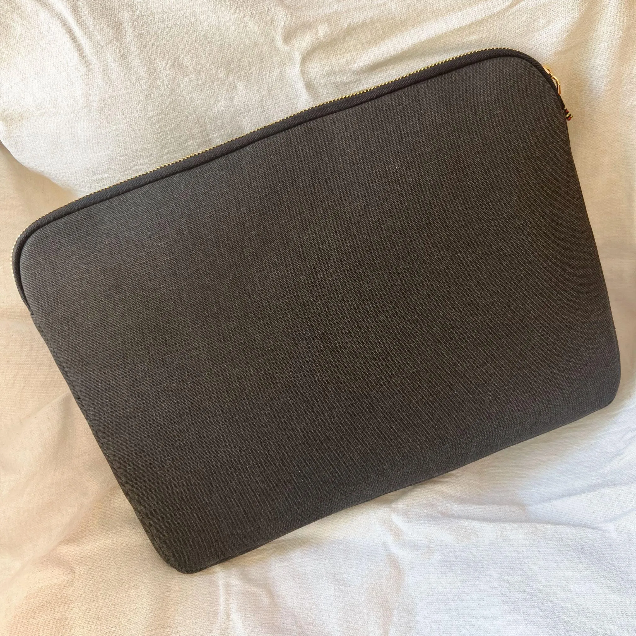 Zipped Black Canvas Laptop Case for 13" 14"